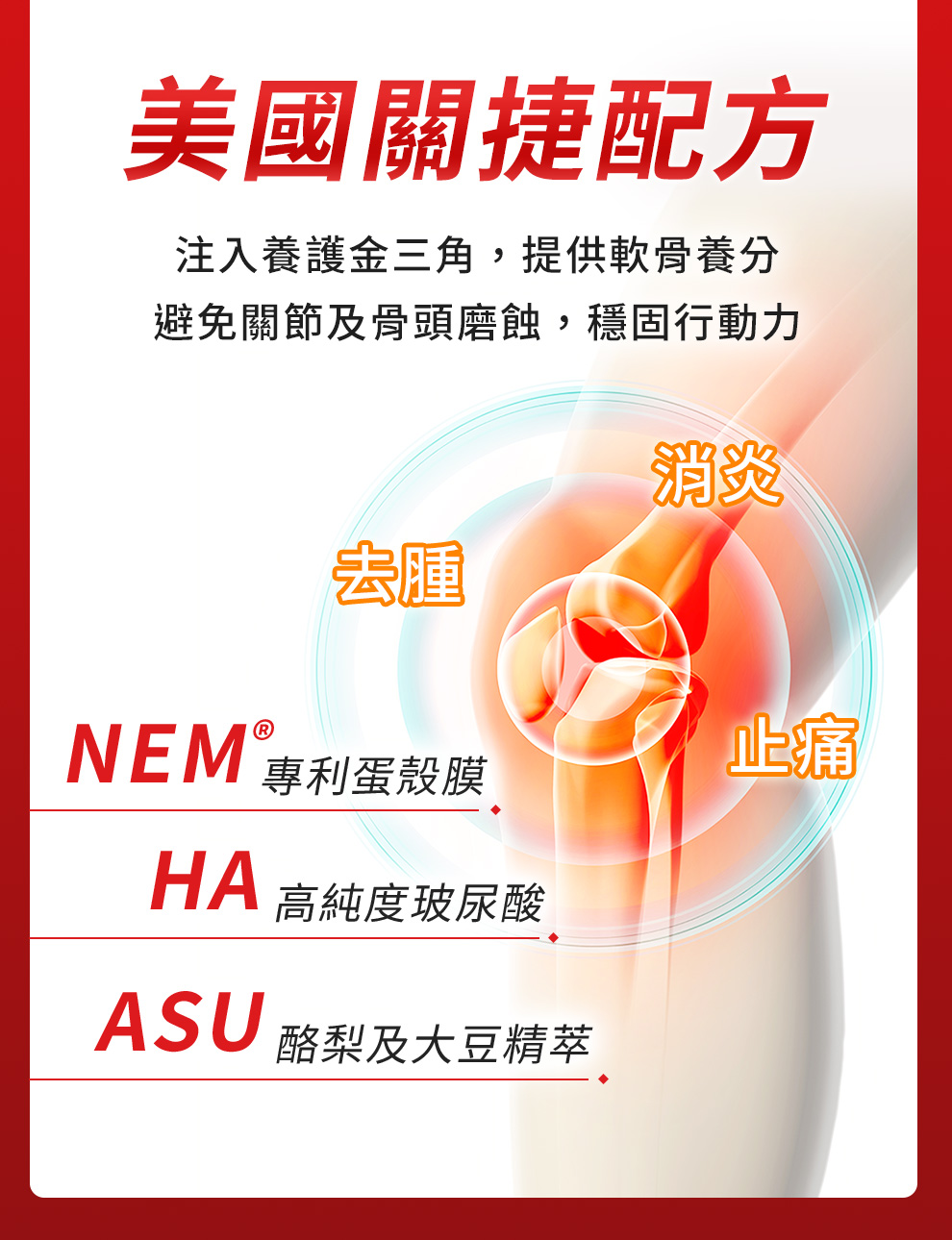 減少疼痛幫助修護關節磨損
