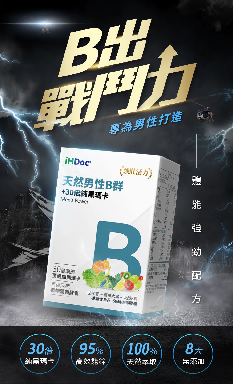 專為男性設計天然B群+純黑瑪卡，提升活力、精氣充沛