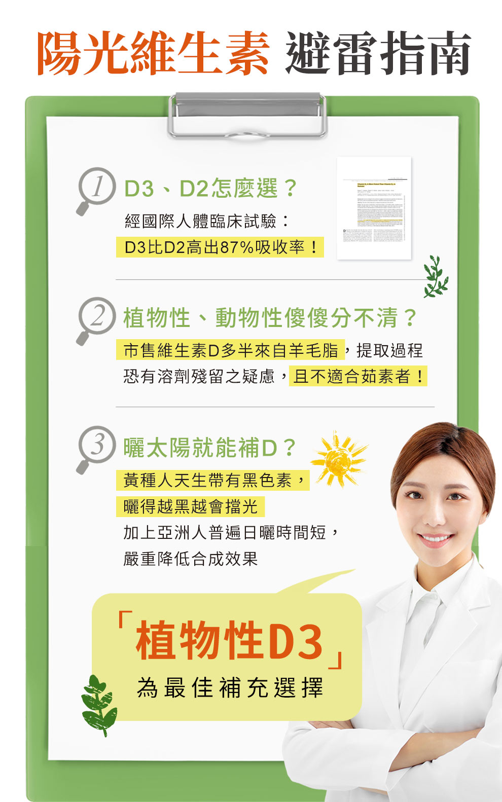 怎麼挑選維生素D，吸收率、植物性、比曬太陽效果更好