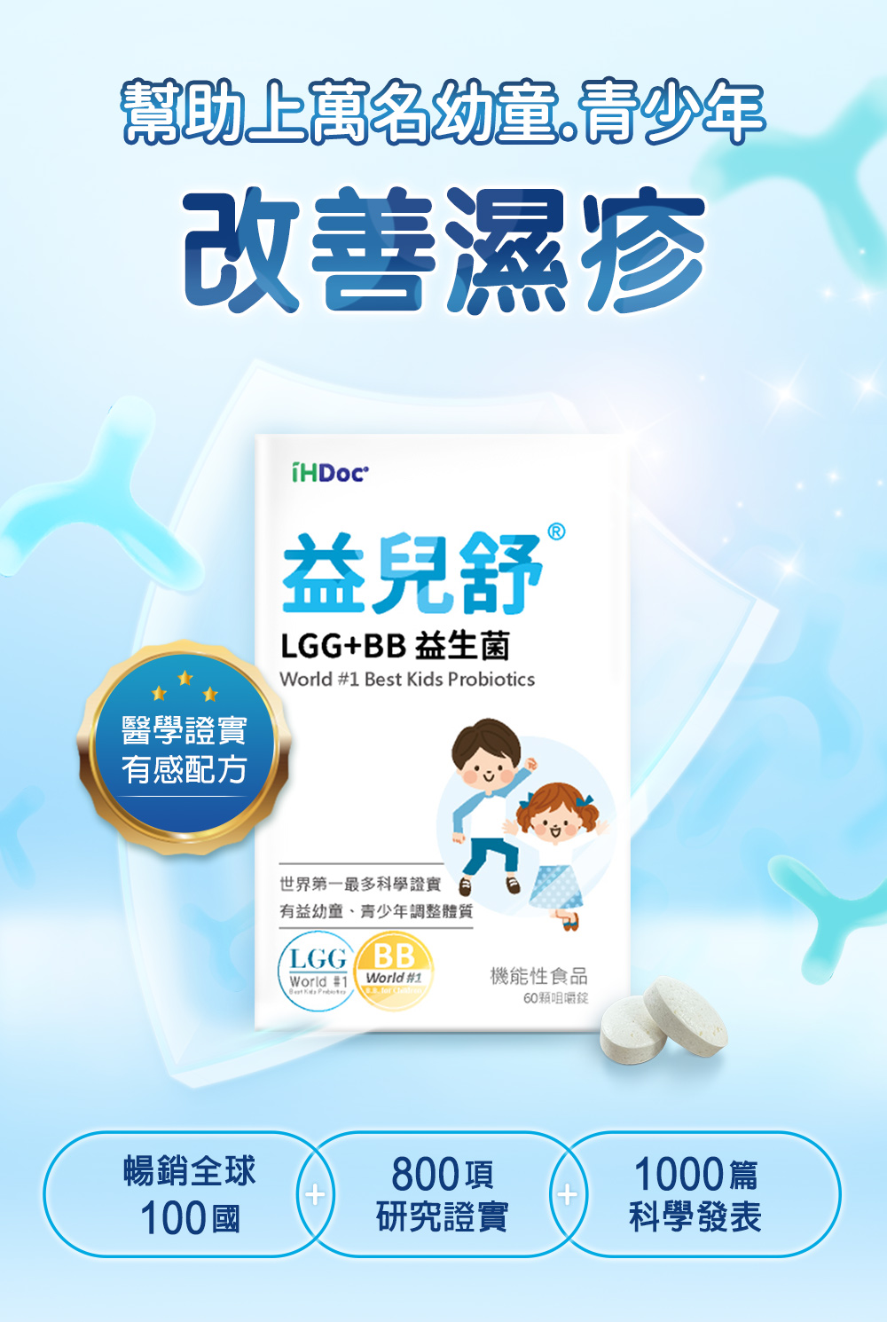 益兒舒幫助孩童改善濕疹、抓癢、乾燥皮膚