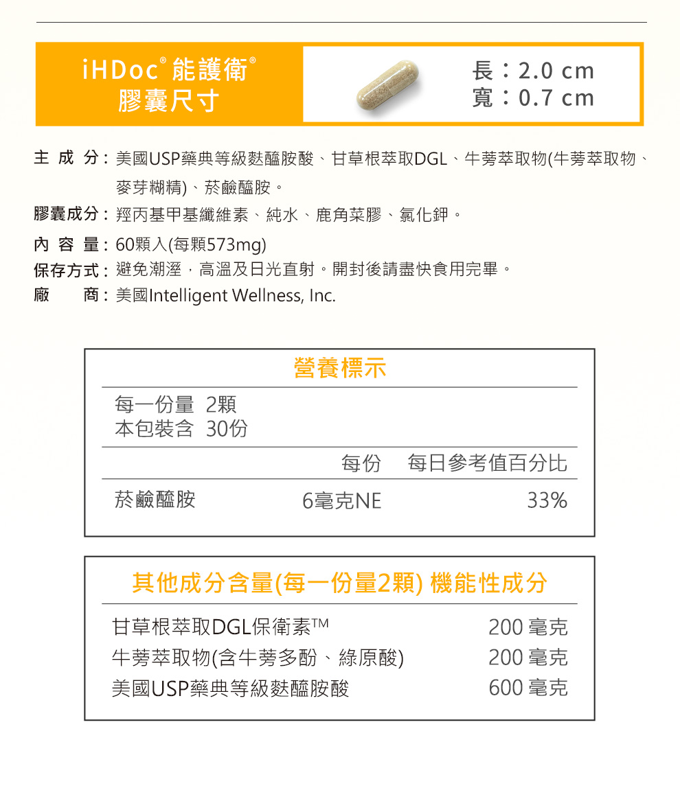 能護衛營養標示