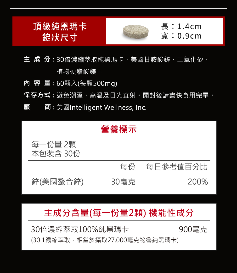 頂級22倍純黑瑪卡成分表