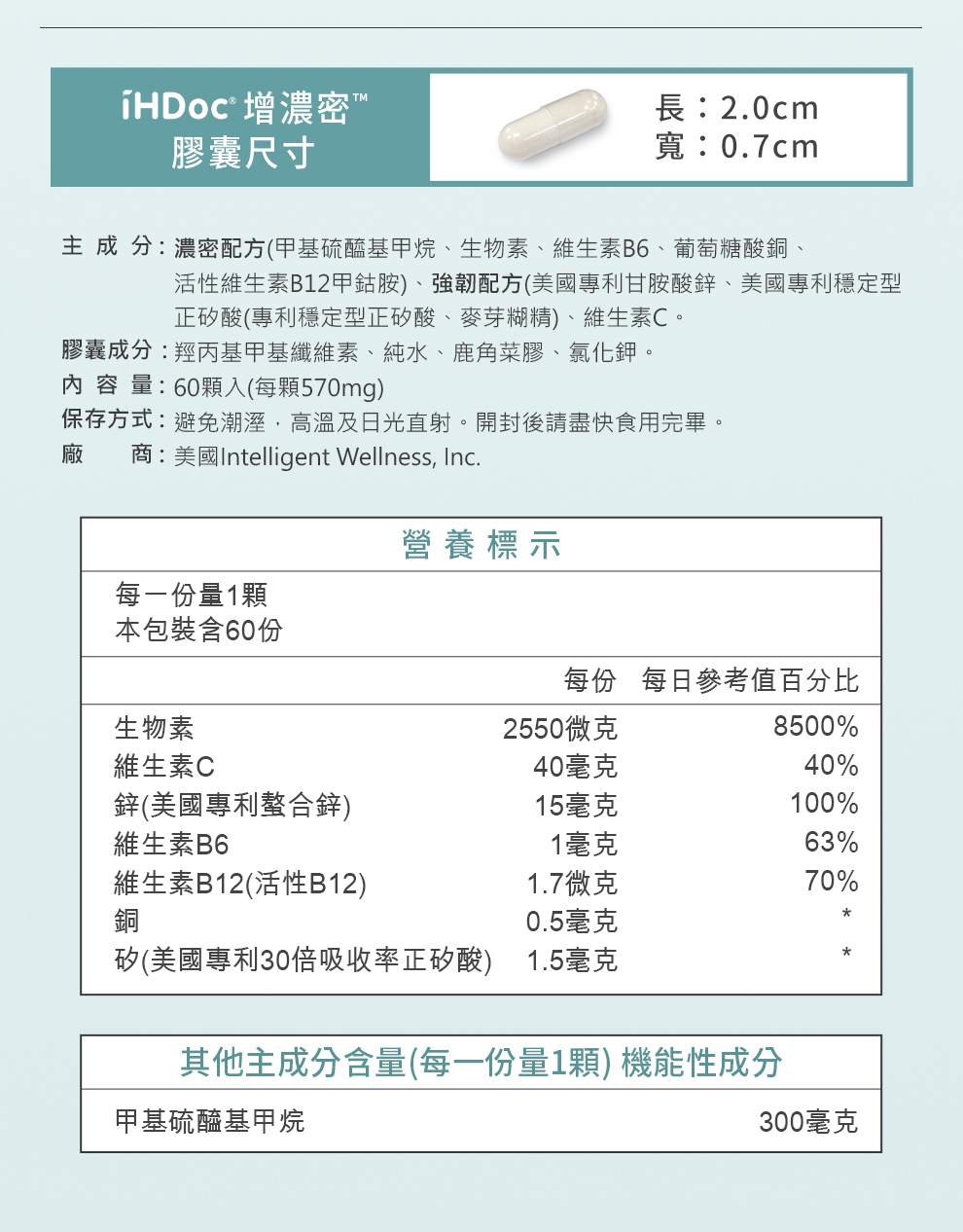 增濃密營養標示