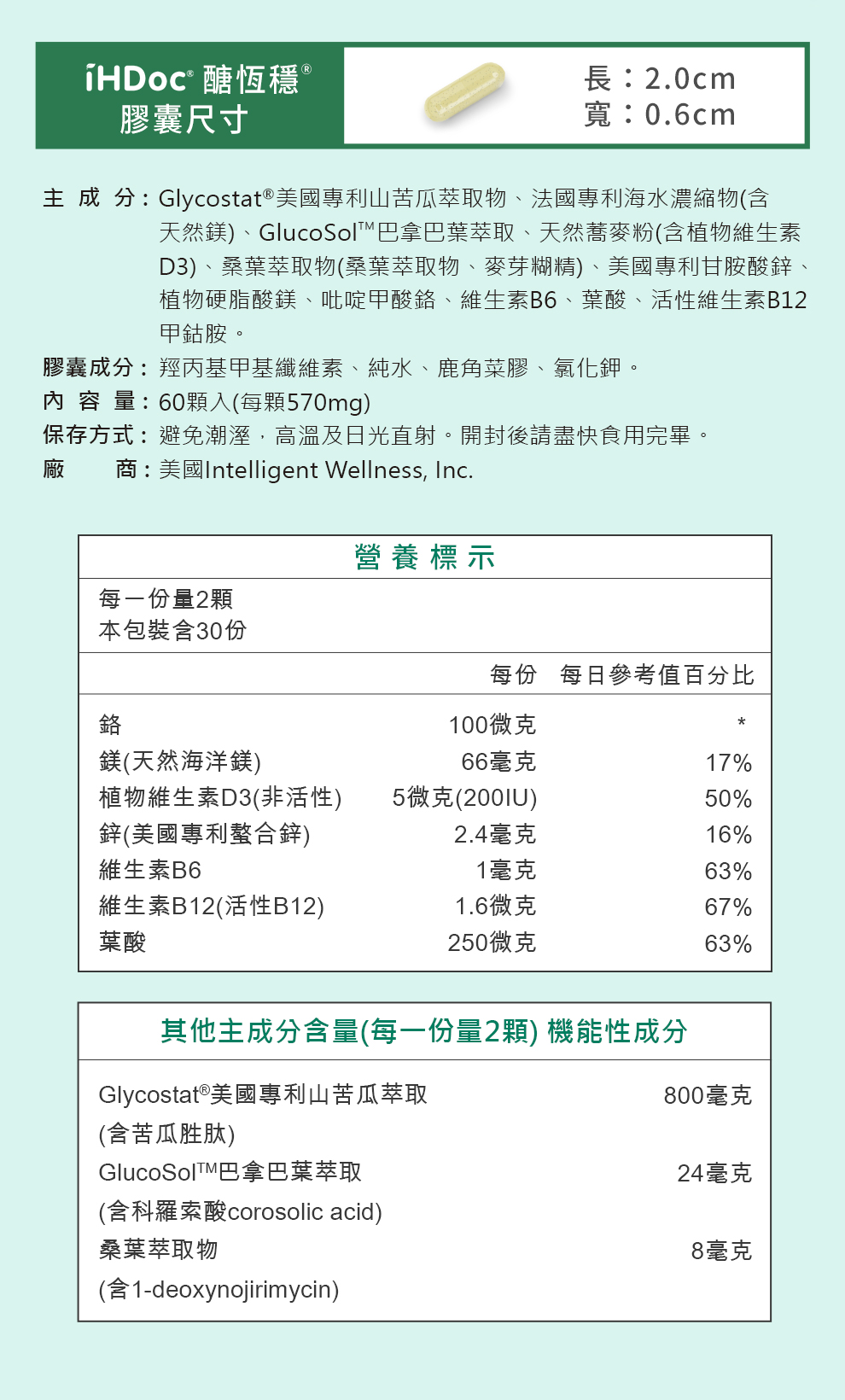 能穩降營養標示