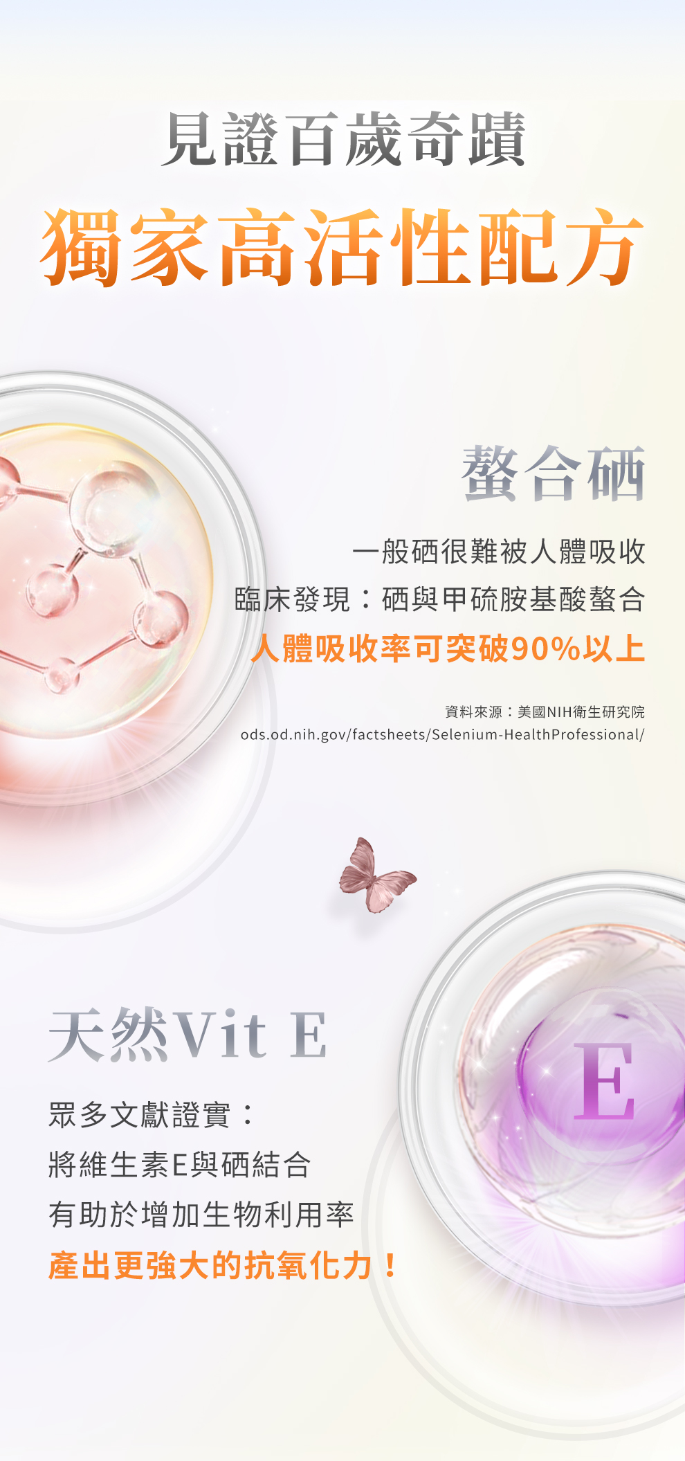 螯合硒+天然維生素E,效果最好,抗氧化最高