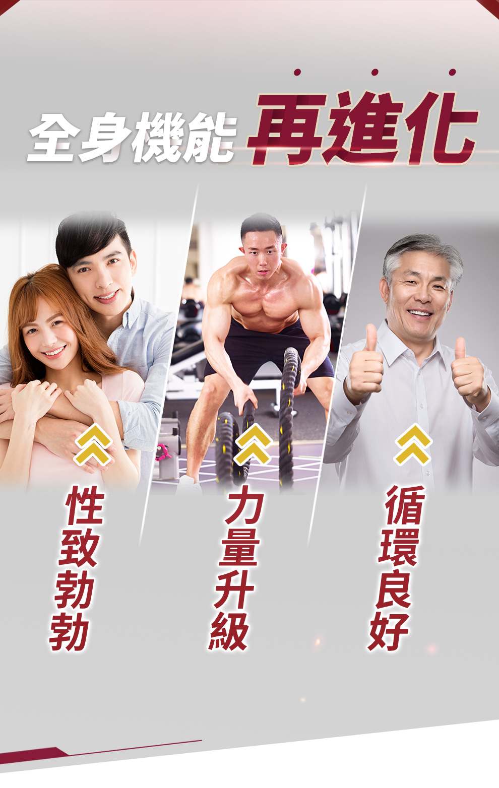 適合青壯年，提升性功能表現、健身族、中老年人