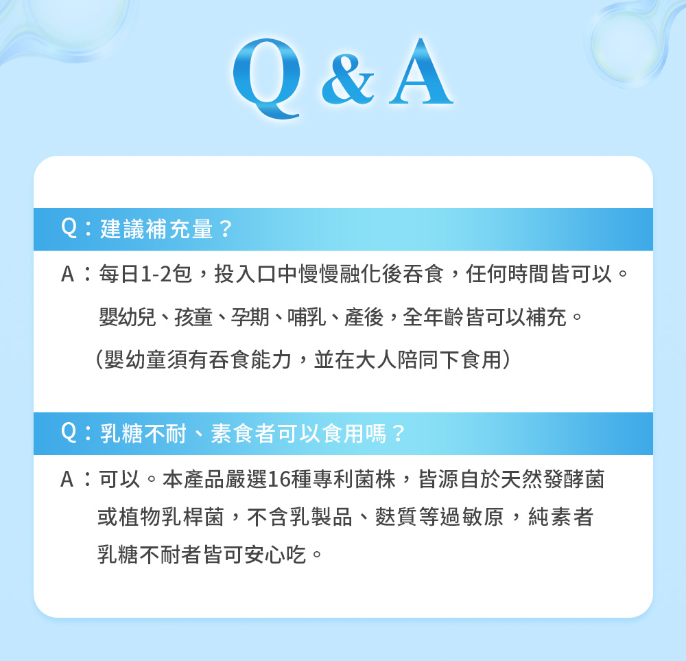 適合消化不好、泌尿道保養、兒童過敏、便秘等