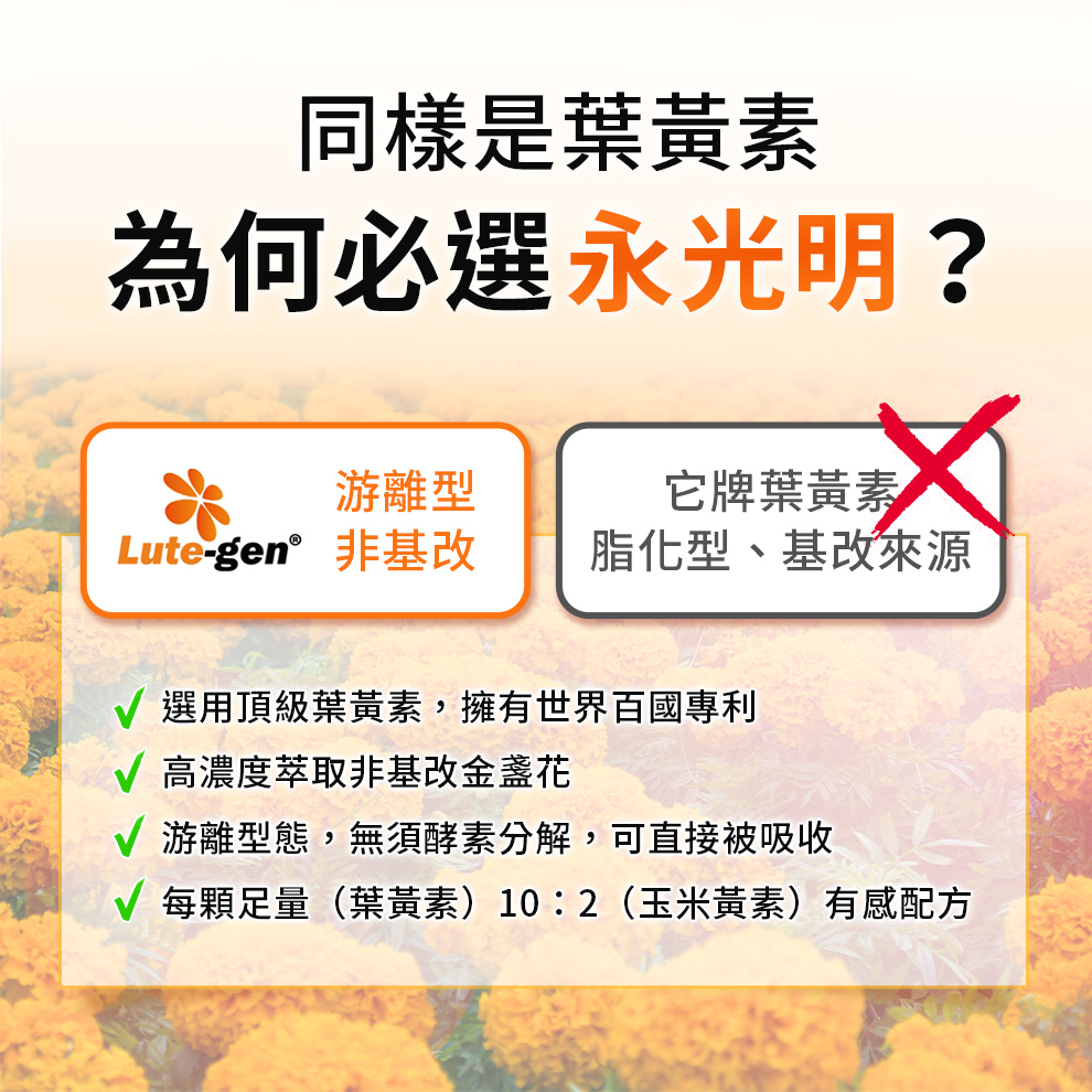 游離型葉黃素,黃金比例10:2