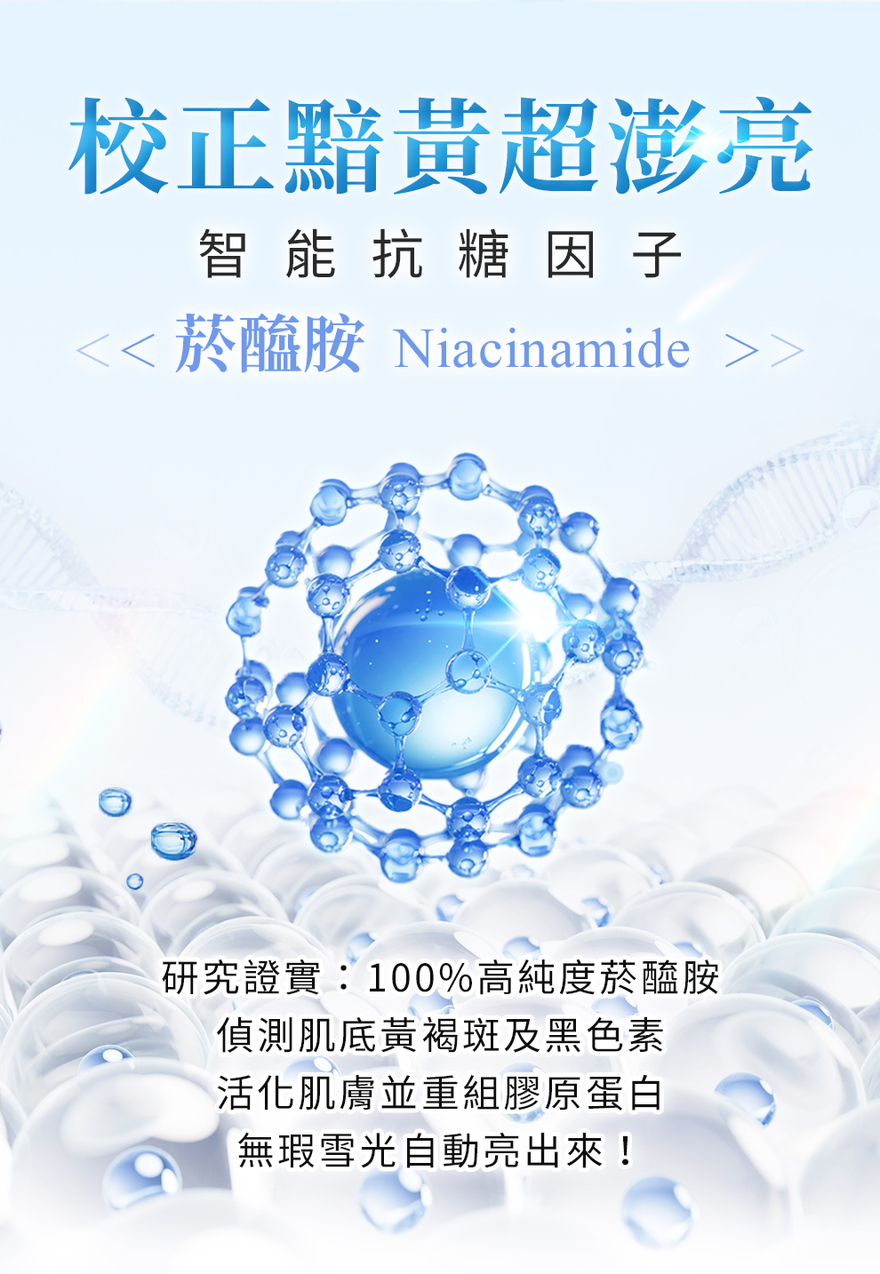 10%菸醯胺抗糖美白，增生膠原蛋白